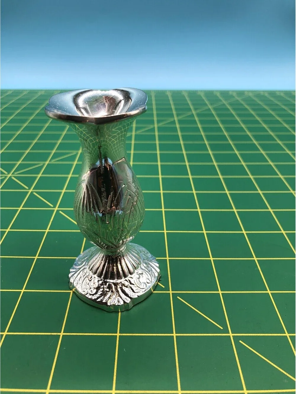 Two's Company Metal Bud Vase Silver Trumpet Floral Small Decorative Home Decor